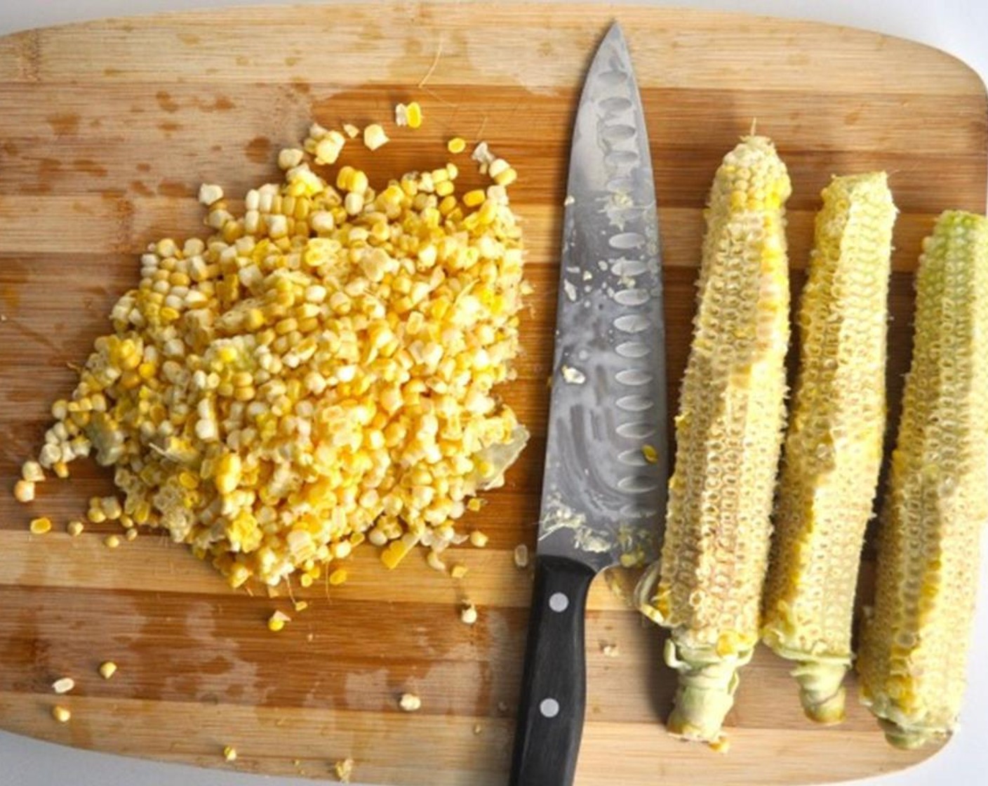 step 1 Remove kernels from Corn (3 ears), set aside.