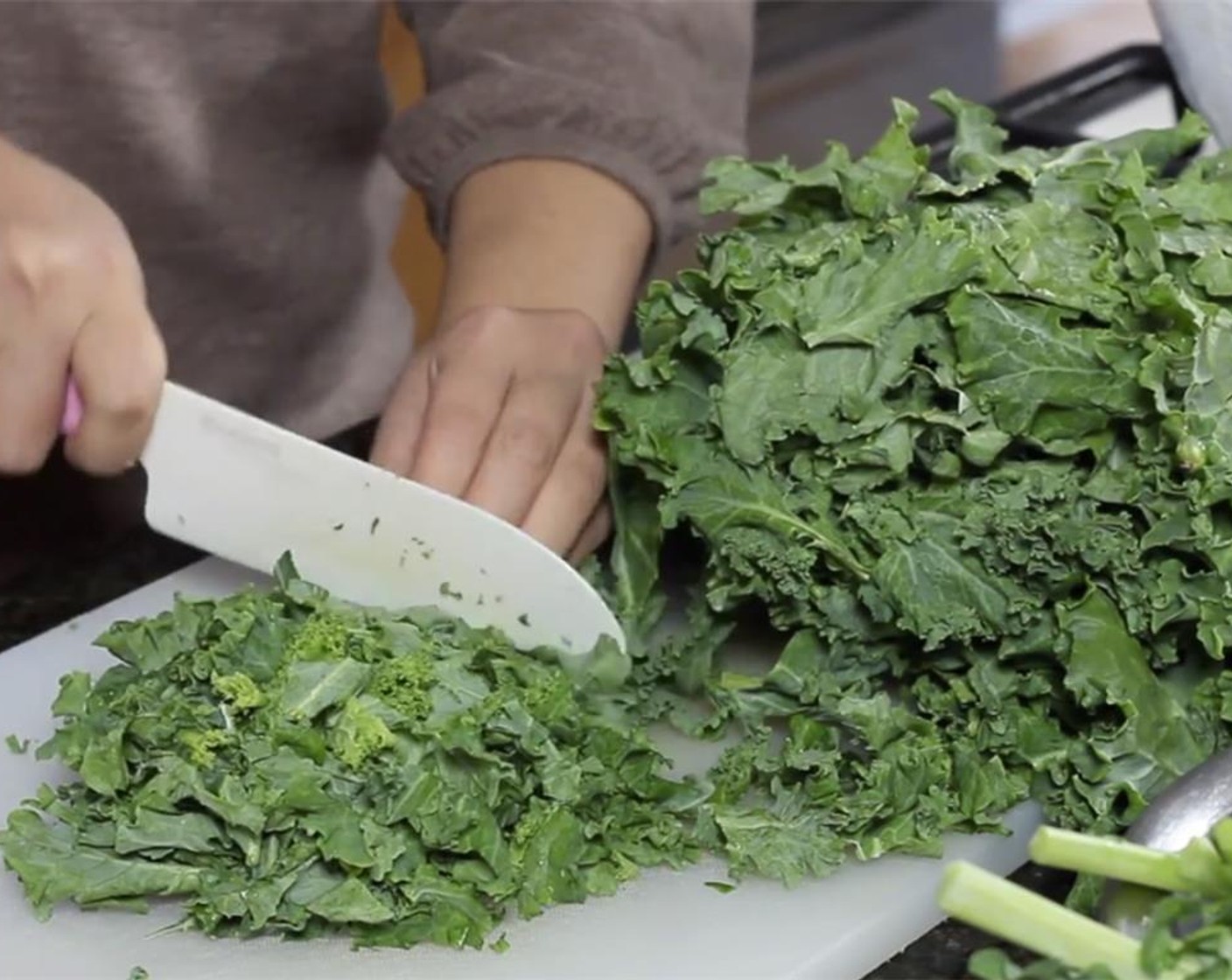 step 2 Slice the kale into thin ribbons.