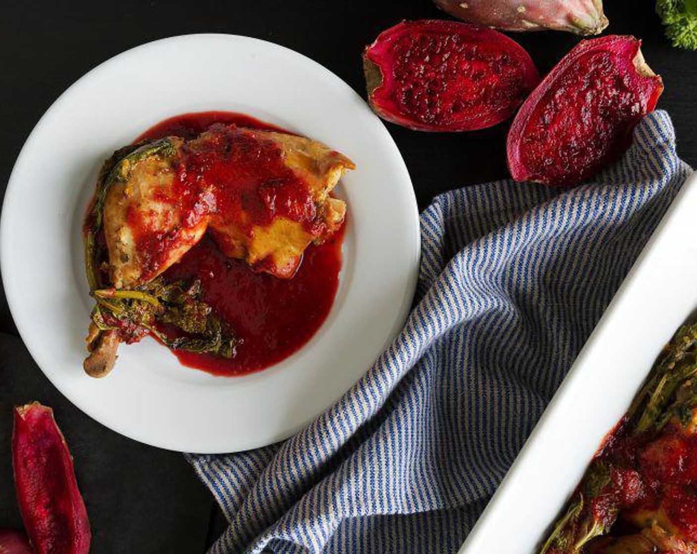 Slow-Cooker Cactus Pear Chicken with Broccoli Rabe