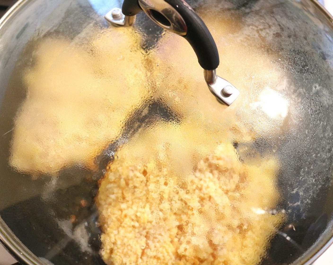step 7 Fry in hot Peanut Oil (1/2 cup) – if the breasts are if very thick, cook on the first side covered, then uncover and flip.