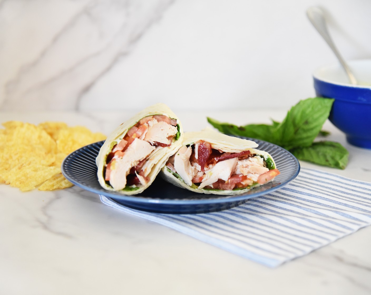 Chicken BLT Wrap with Basil Mayo