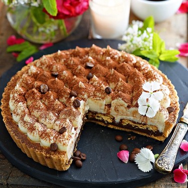 Eggless Tiramisu Chocolate Tart Recipe | SideChef