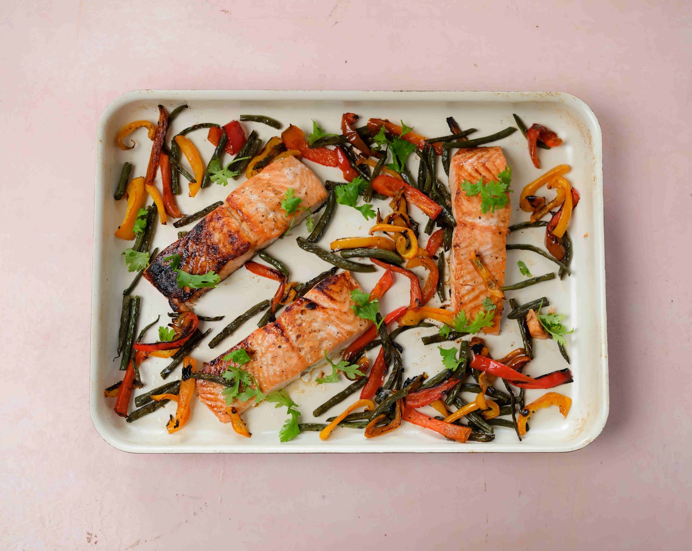 Sheet Pan Teriyaki Salmon with Green Beans and Peppers