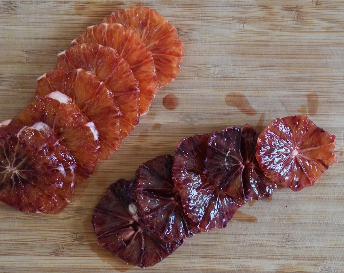 step 3 Slice the skin off the Blood Oranges (2), removing the white pith. Then slice the oranges into discs.