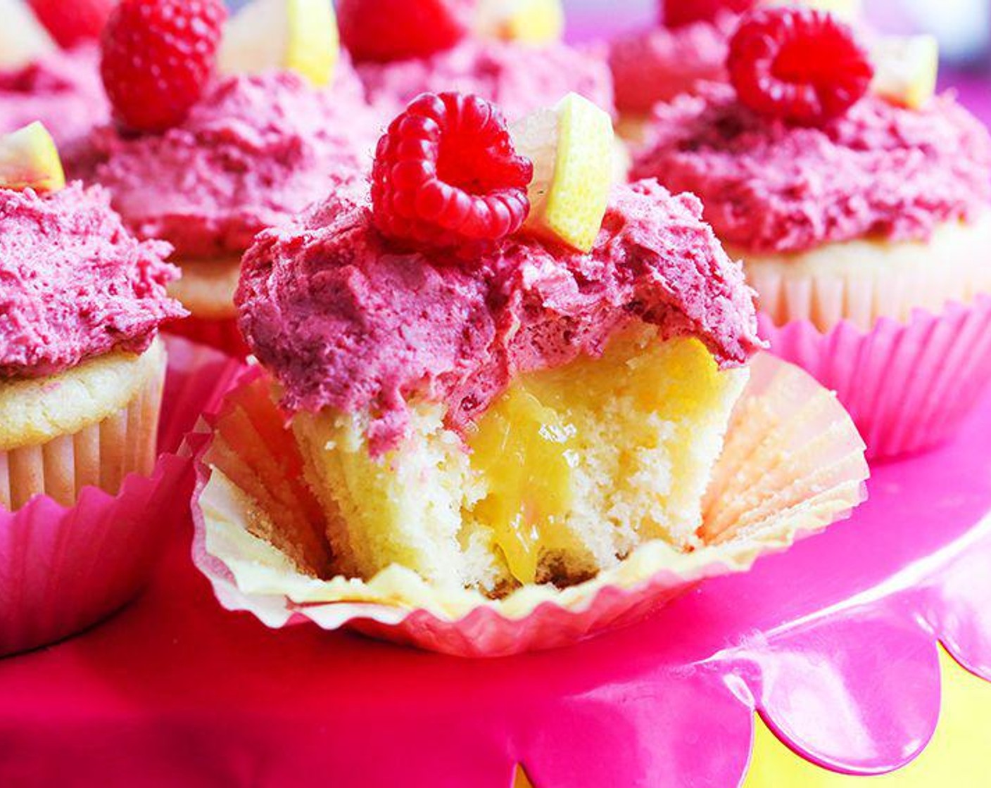 Lemon Cupcakes with Raspberry Buttercream