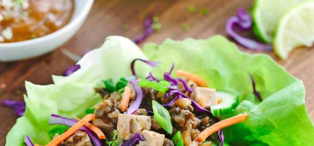 Asian Tofu Lettuce Wraps with Peanut Sauce Recipe | SideChef
