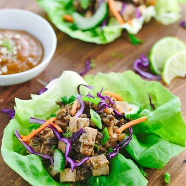 Asian Tofu Lettuce Wraps with Peanut Sauce Recipe | SideChef