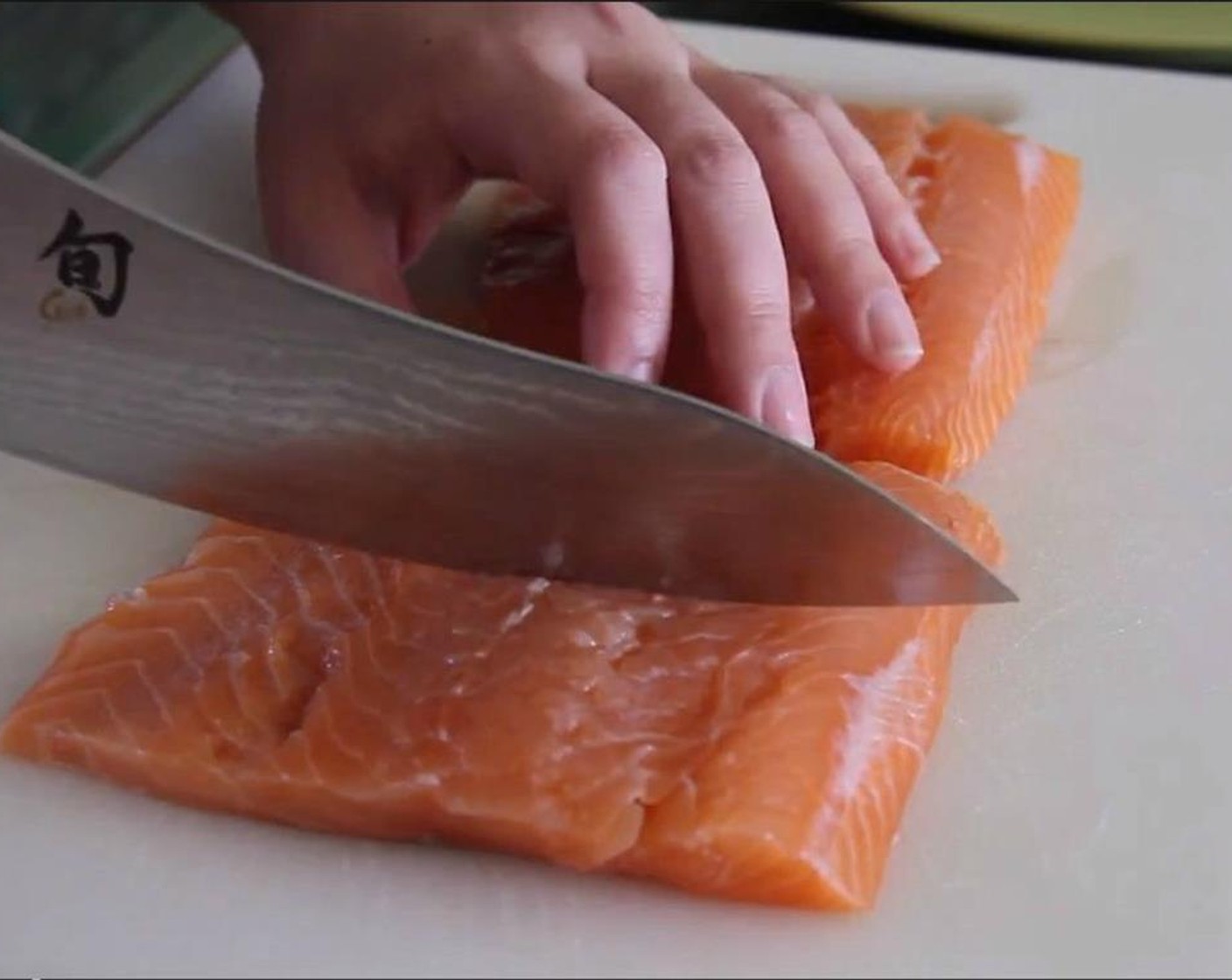 step 2 Skin the fillet Salmon Fillet (1 lb) and cut it into 4 even pieces.