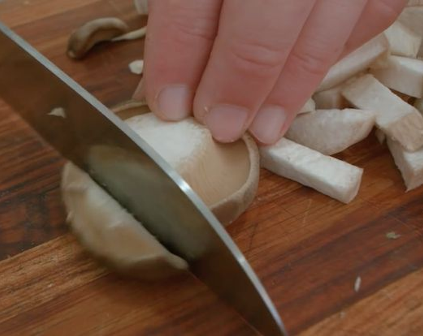 step 9 Cube the Oyster Mushrooms (2).