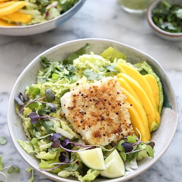 Healthy Fish Taco Bowls with Mango and Avocado Slaw Recipe | SideChef