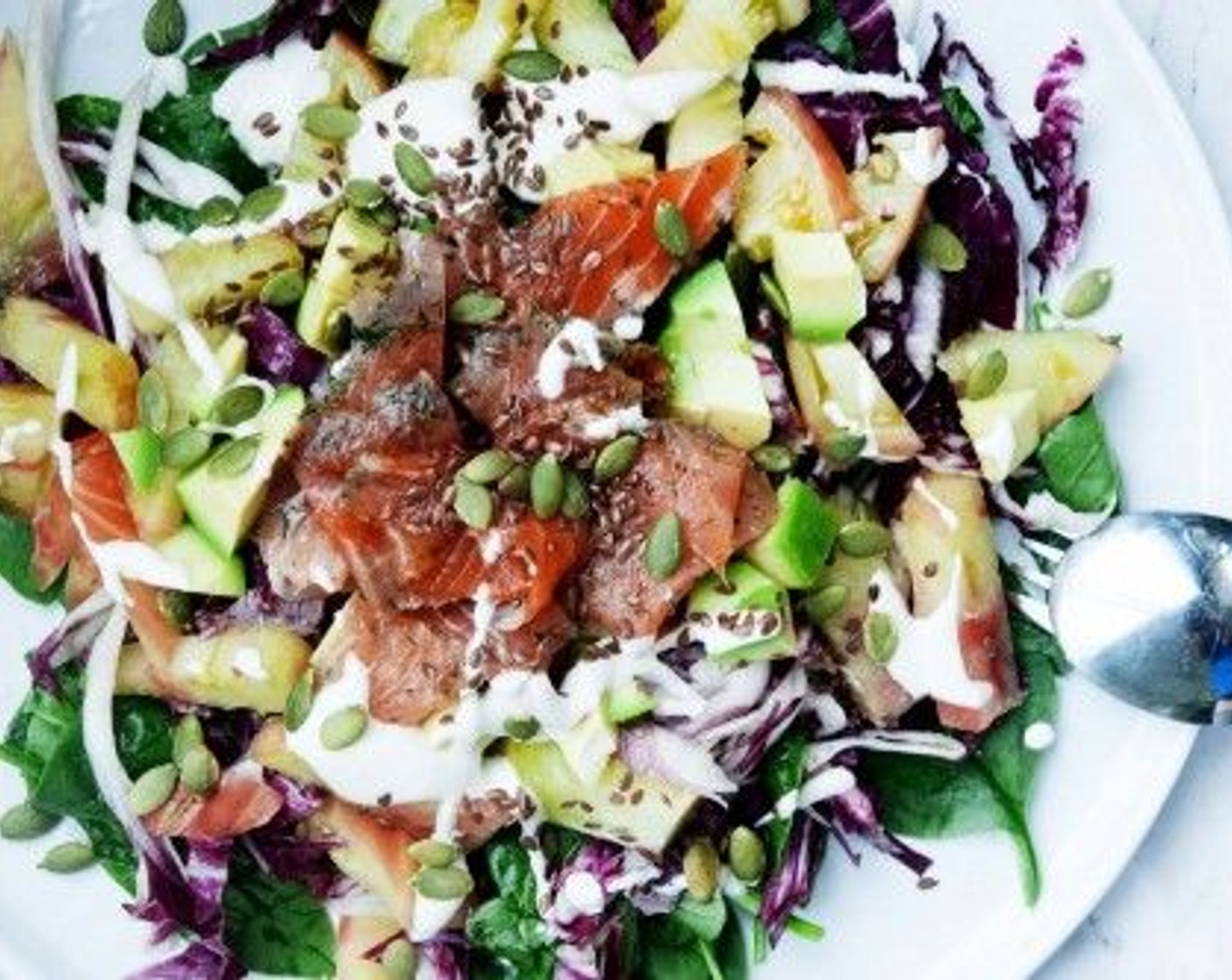 Baby Spinach and Radicchio Salad with Cured Salmon