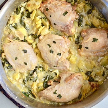 Spinach Artichoke Skillet Chicken Recipe | SideChef