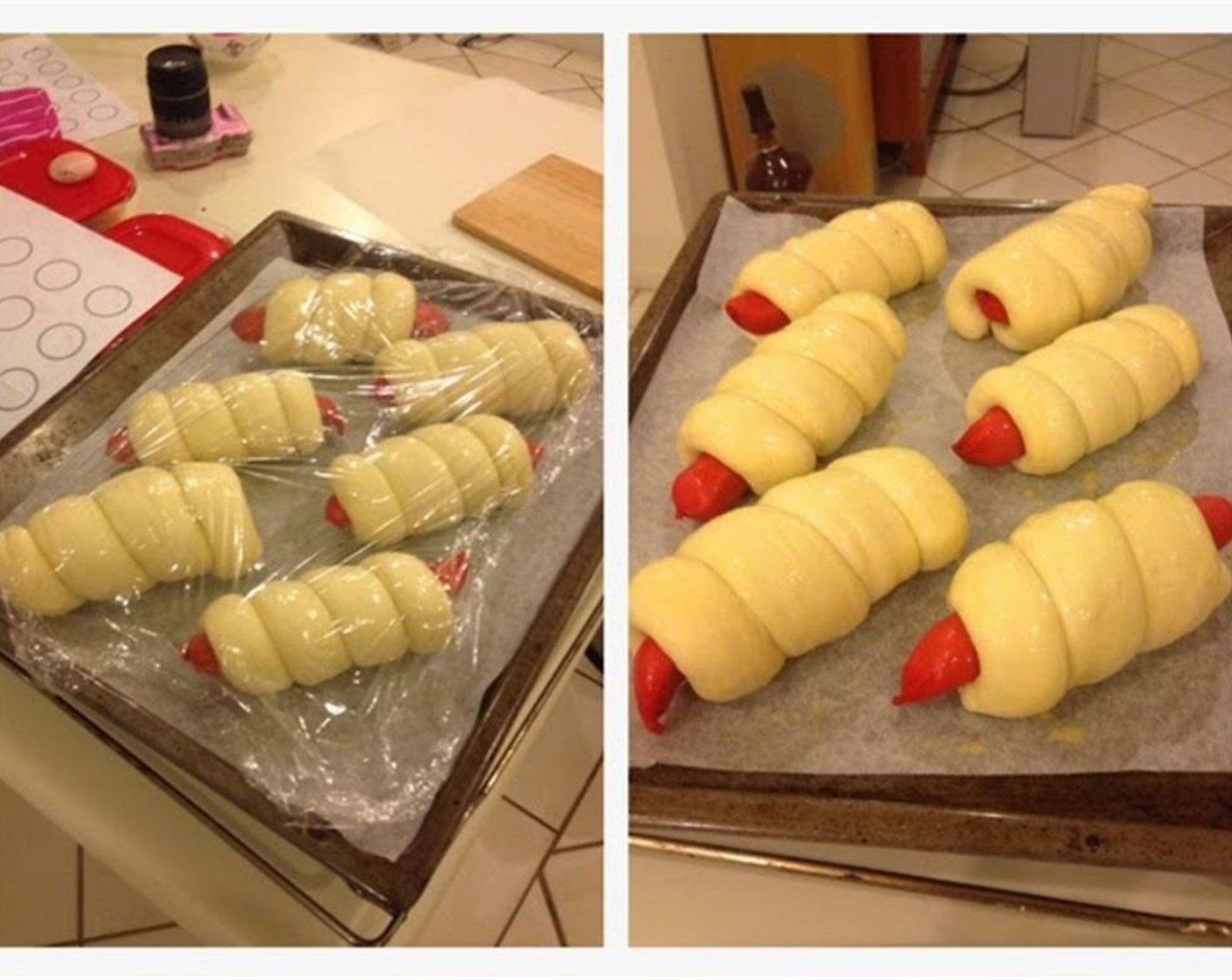 step 8 Place on baking tray lined with parchment paper. Cover with cling wrap or wet towel and rest for 45-60 minutes until they double in size.