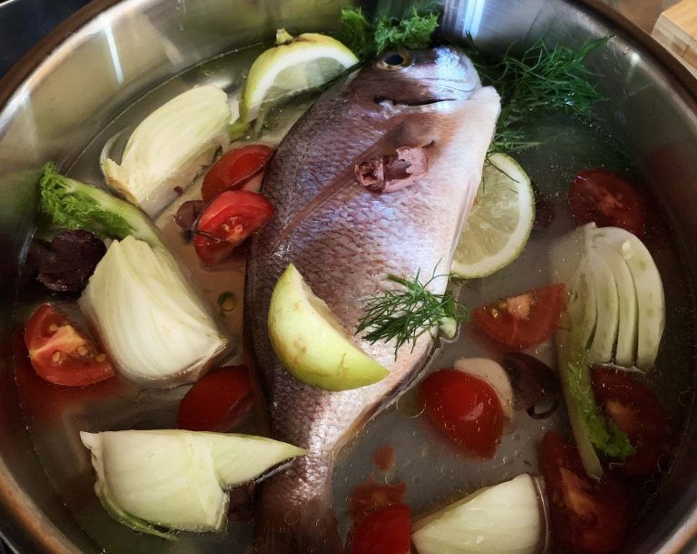 step 4 Pour in the Dry White Wine (1/2 cup) and 1/2 cup of water. Cover with a lid and let cook on medium for 15 minutes.