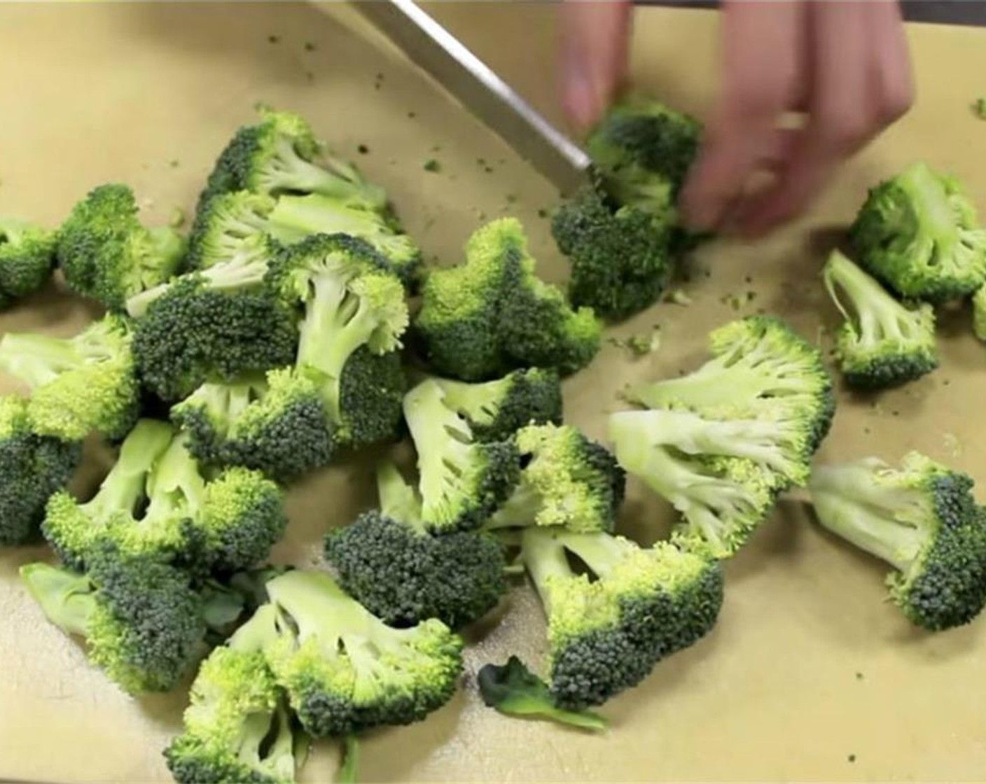 step 2 Chop the Broccoli (1 head) into bite size pieces.
