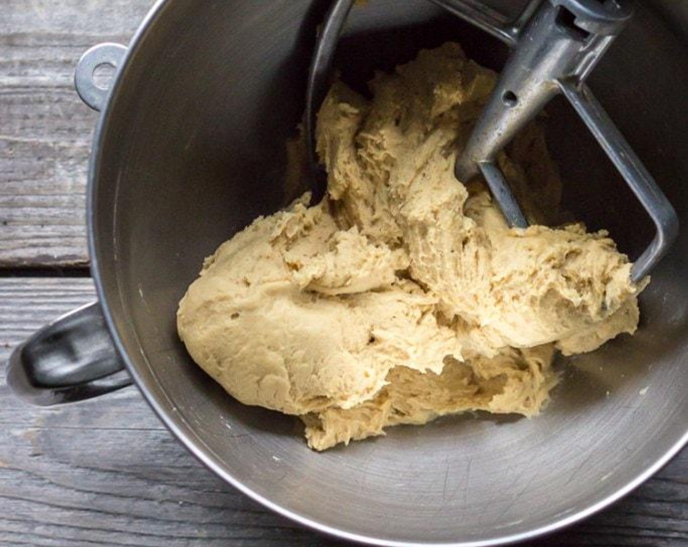 step 5 Add the milk, sugar, butter mixture, Farmhouse Eggs® Large Brown Eggs (2) and the roux and mix on low speed with the beater attachment until the ingredients are well combined. Raise the mixer to medium and mix for about 5 minutes.