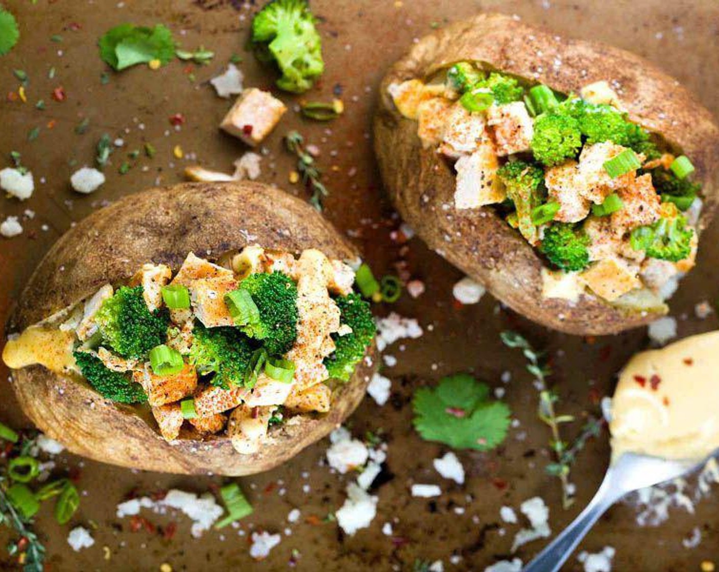 Chicken Broccoli Stuffed Baked Potato with Cheese