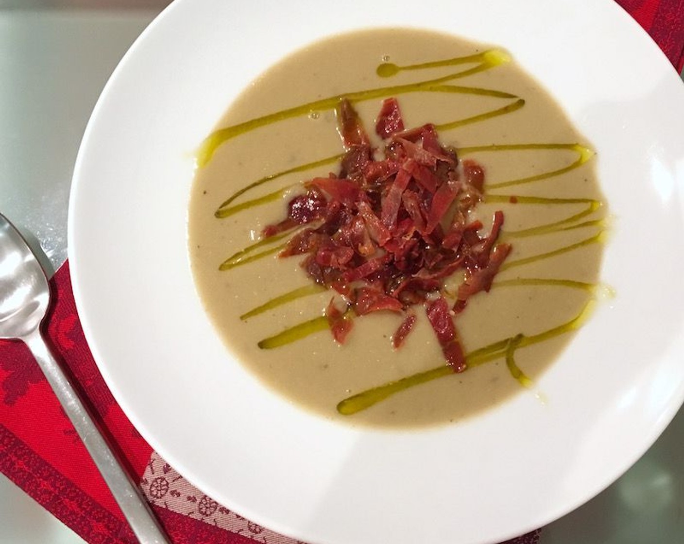 step 13 Ladle into bowls, drizzle with Extra-Virgin Olive Oil (as needed), and sprinkle with crispy ham.