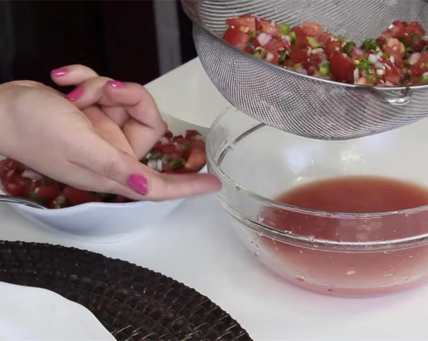 step 13 Drain your salsa. You can save the juice and add it to some yellow rice to give it a fresh taste.