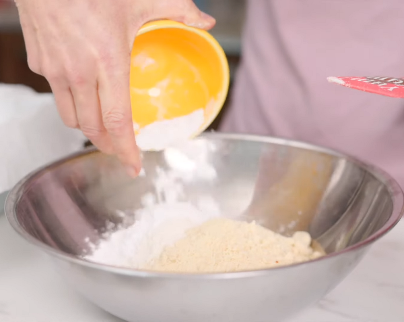 step 2 In a large bowl, combine Almond Flour (2 cups), Arrowroot Starch (4 Tbsp), Coconut Flour (3 Tbsp), Baking Soda (1 tsp), Baking Powder (1 tsp), Ground Flaxseed (2 Tbsp), and Sea Salt (1/2 tsp).