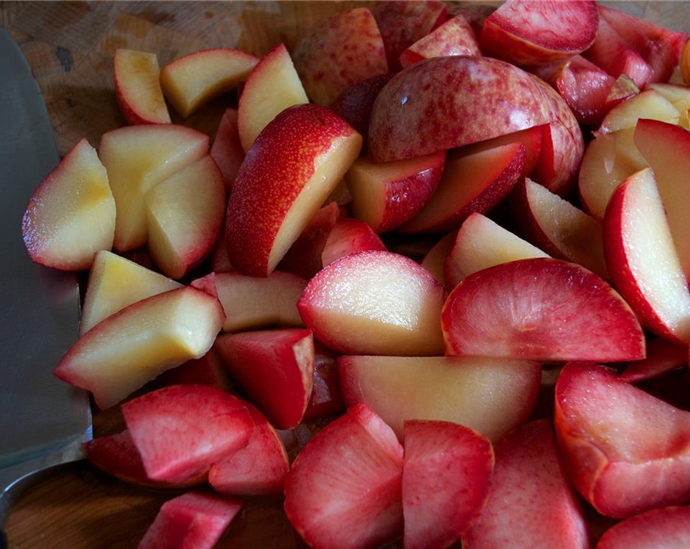 step 3 Pit and chop the Plums (8).