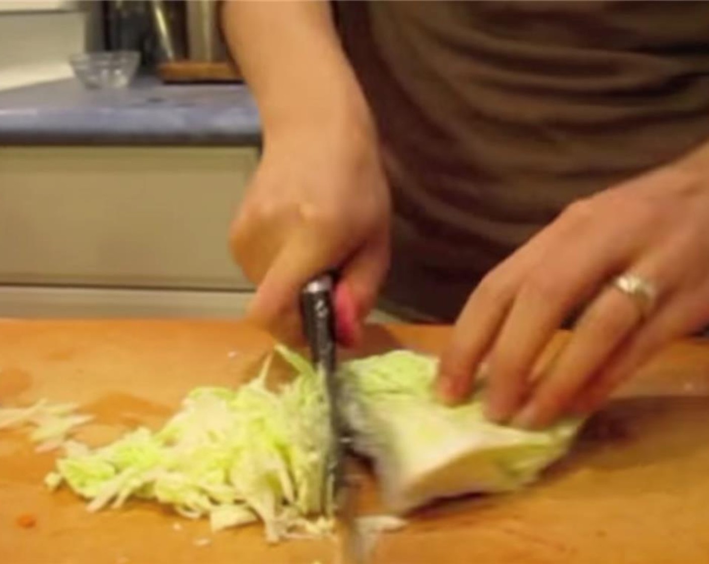 step 3 Thinly slice the Green Cabbage (1/2 head).