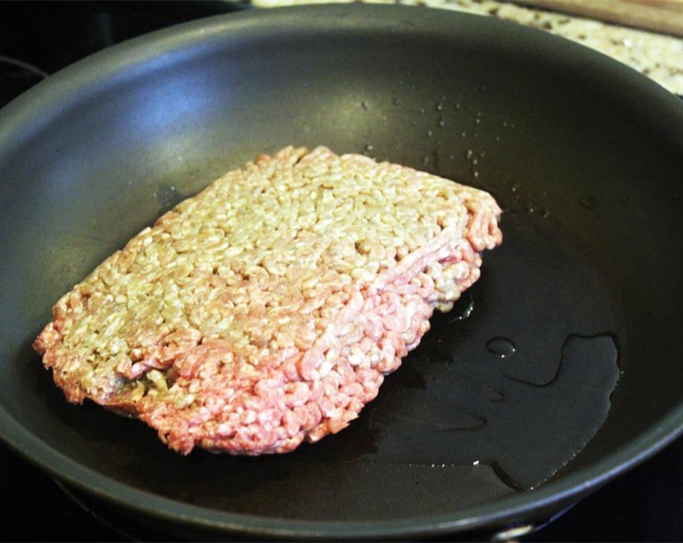 step 1 Heat a skillet to medium-high heat and add the Ground Beef (1 lb). Cook for 5 to 7 minutes, breaking up the meat up as it cooks until crumbly and browned.
