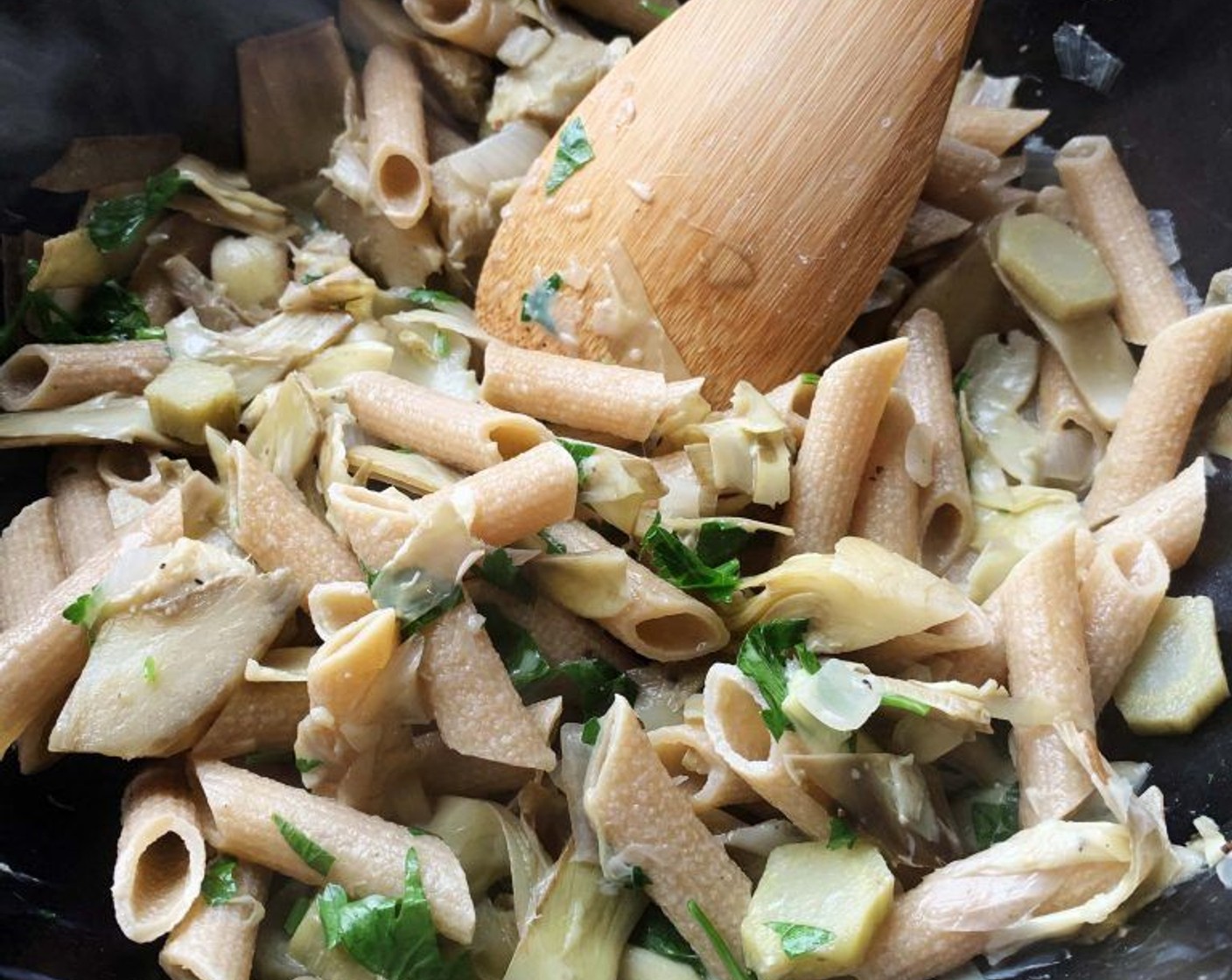 step 7 Stir in the Cream Cheese (1 Tbsp), Fresh Parsley (to taste) and Fresh Mint (to taste).