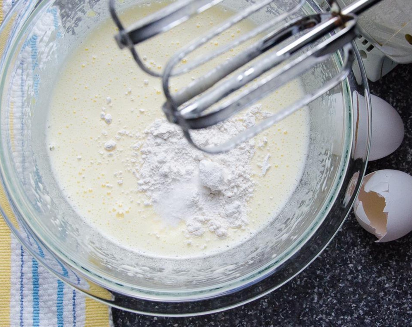 step 2 Add the All-Purpose Flour (1 1/2 Tbsp) and Salt (1/8 tsp) and beat until combined. Set aside.