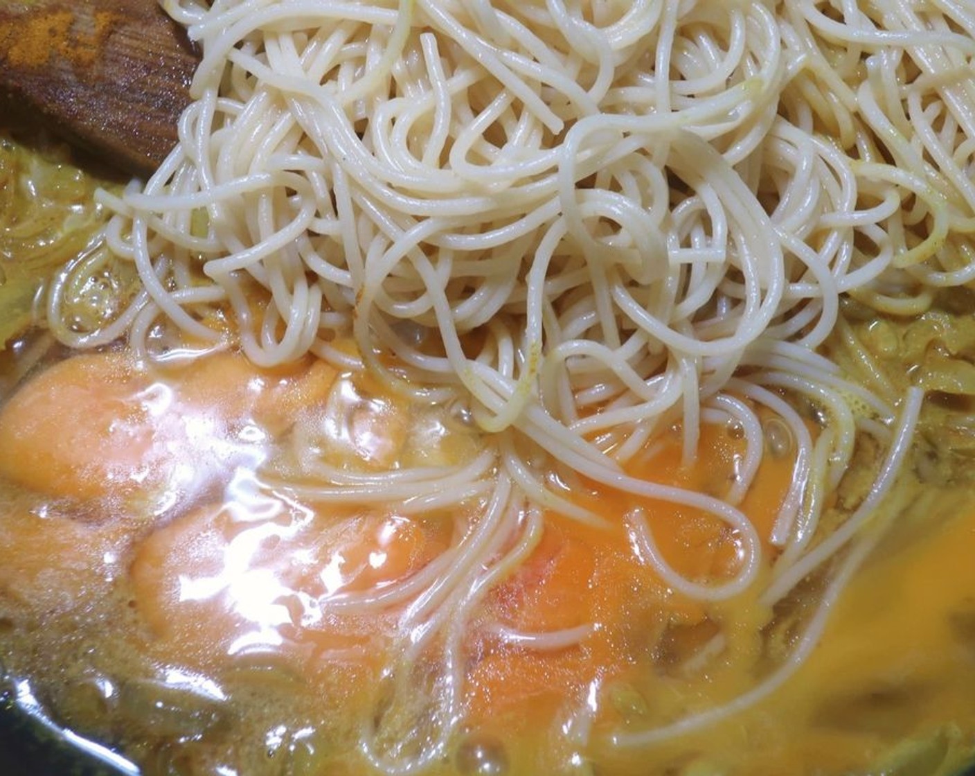 step 6 Add cooked pasta and Eggland's Best Classic Eggs (3). Stir and cook until the eggs start to set.
