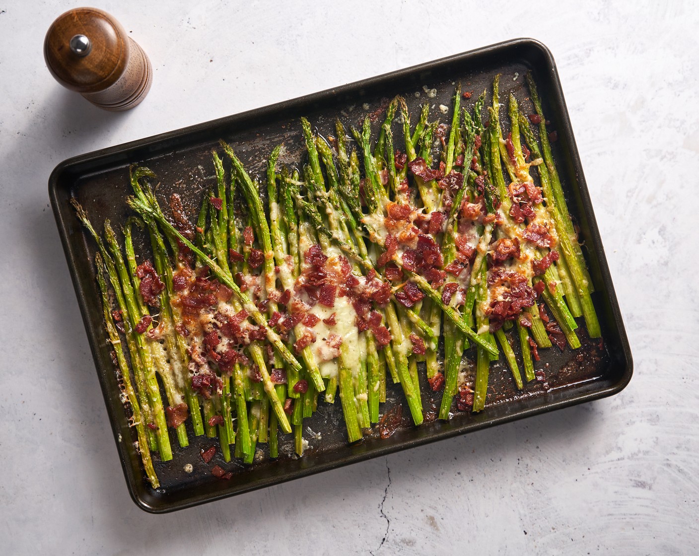 Cheesy Baked Asparagus with Crispy Bacon