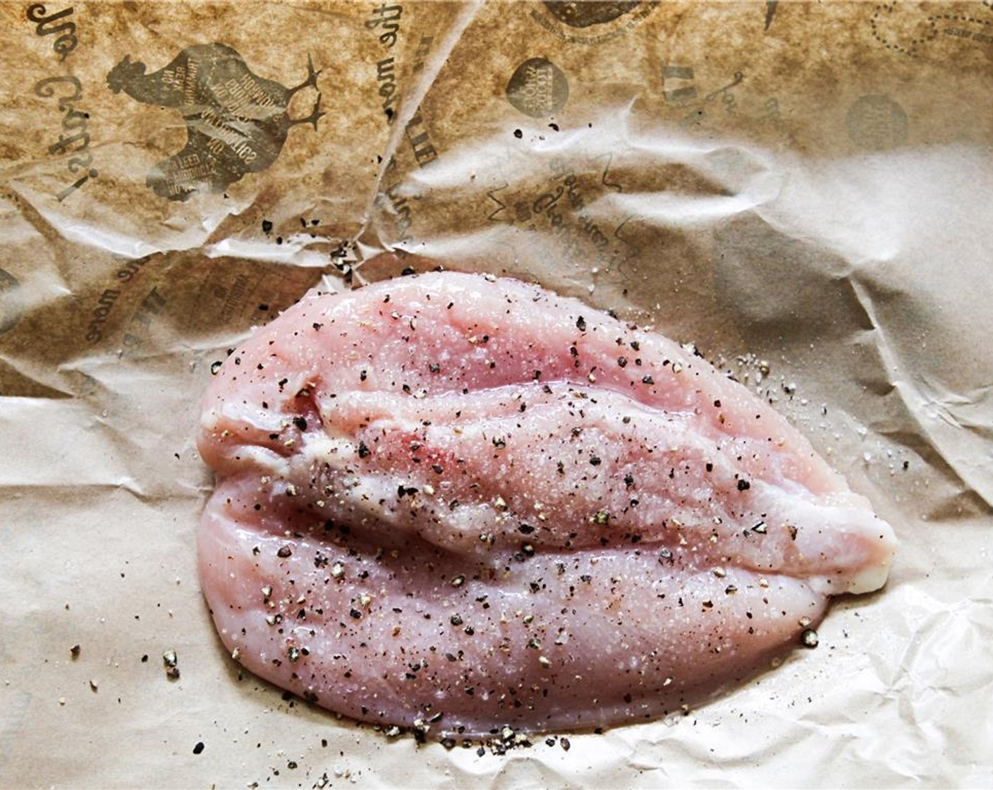 step 3 Meanwhile, season the Chicken Breasts (8 oz) with Kosher Salt (to taste) and Ground Black Pepper (to taste) and set aside at room temperature. Remove sweet potato from heat and drain.