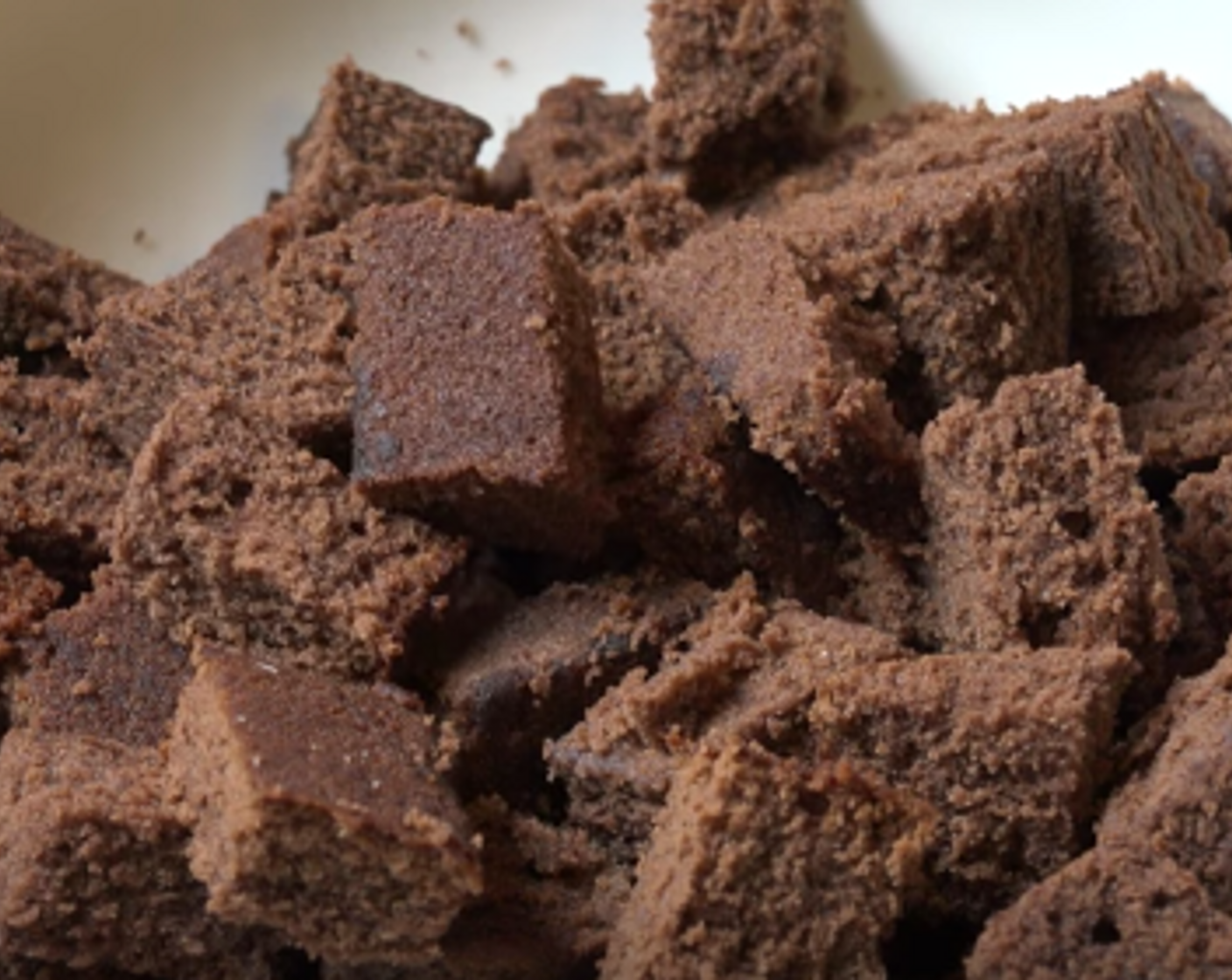 step 2 Cut Chocolate Cake (1) into small pieces.