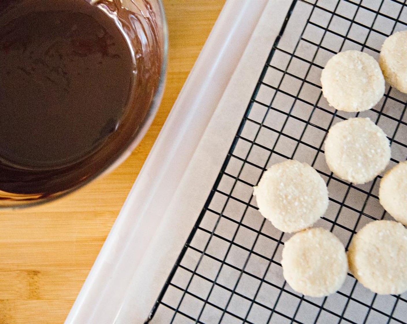 step 6 Melt the Dark Chocolate (1/2 cup) along with the remaining Coconut Oil (1 tsp) Remove patties from the refrigerator and discard baking paper.