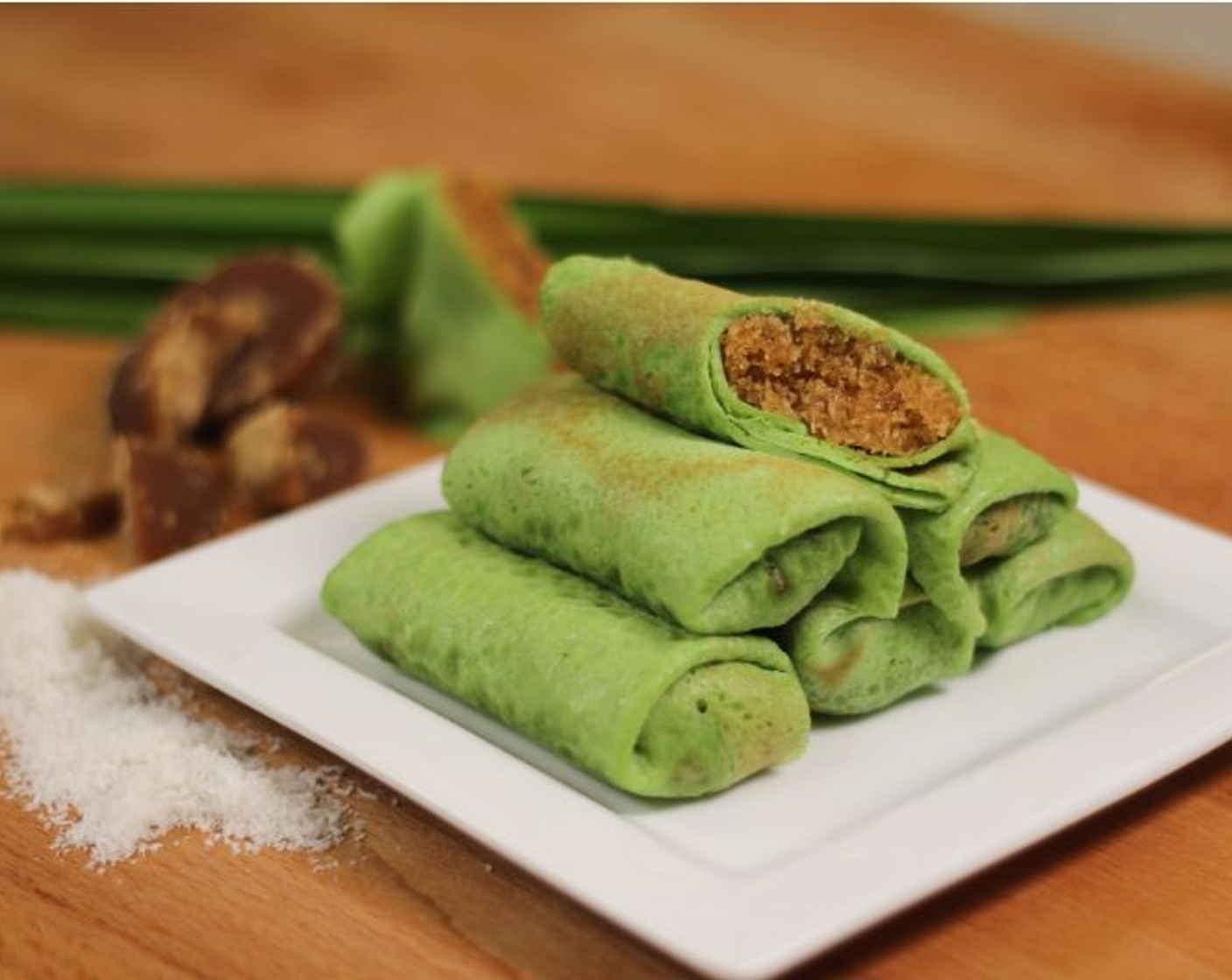 Kueh Dadar (Stuffed Coconut Crepes)