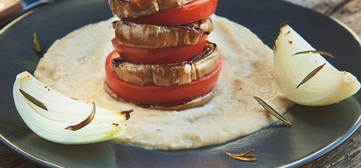 Eggplant Tower with Mashed White Beans Recipe | SideChef