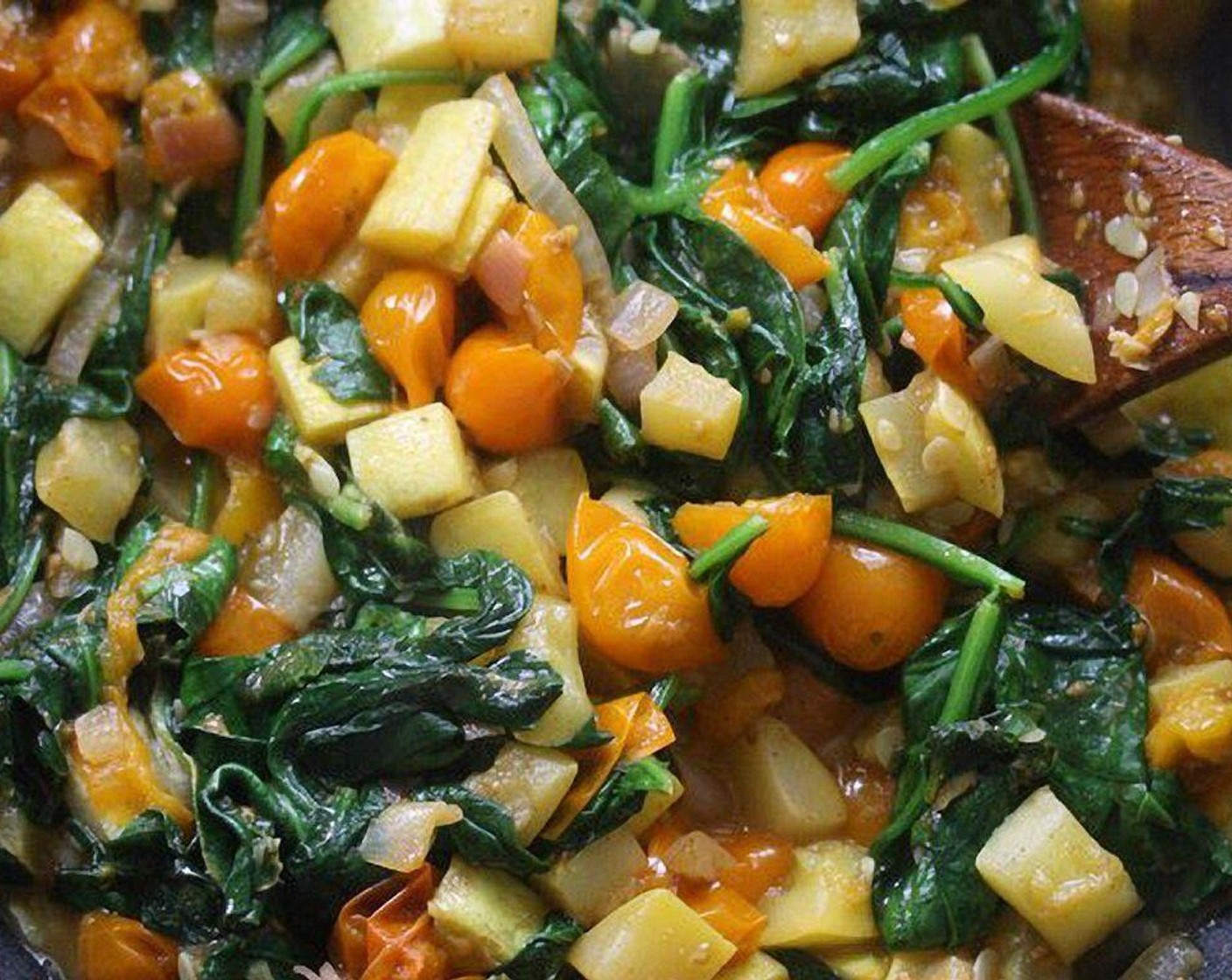 step 4 Stir in the Fresh Baby Spinach (4 3/4 cups) and cook for another few minutes, until wilted. Set aside to cool slightly.
