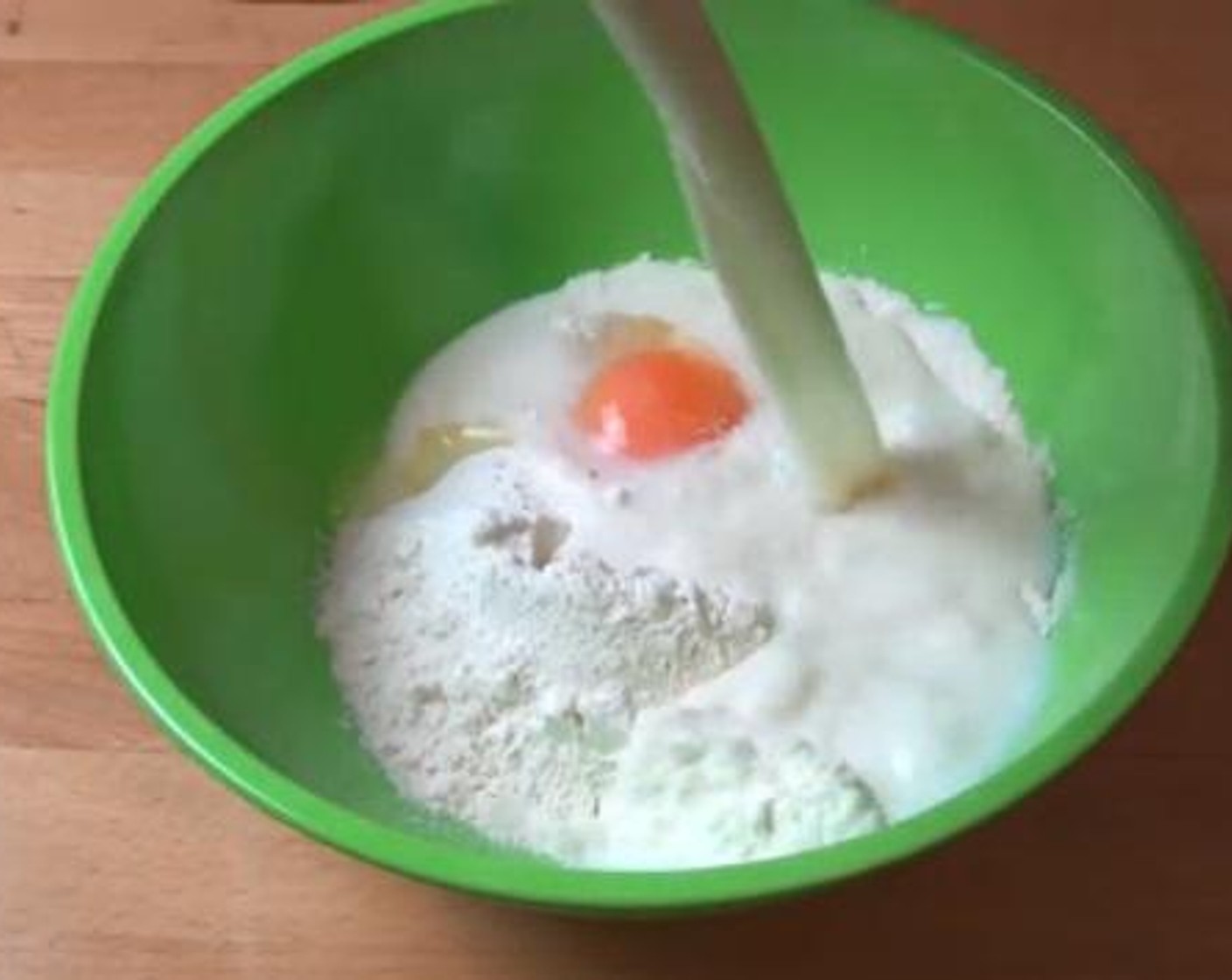 step 2 To make your pancake, mix together 1 cup of the instant pancake mix, Eggland's Best Classic Egg (1) and Milk (1 cup).