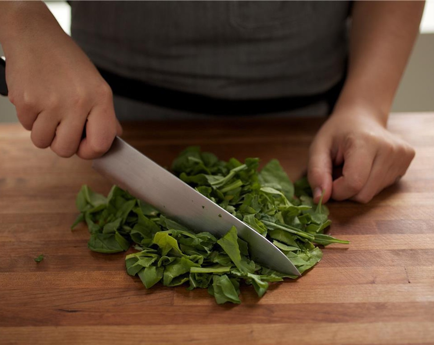 step 1 Peel and cut Onion (1/2) into half inch diced pieces and set aside. Roughly chop Arugula (2 3/4 cups) and set aside.