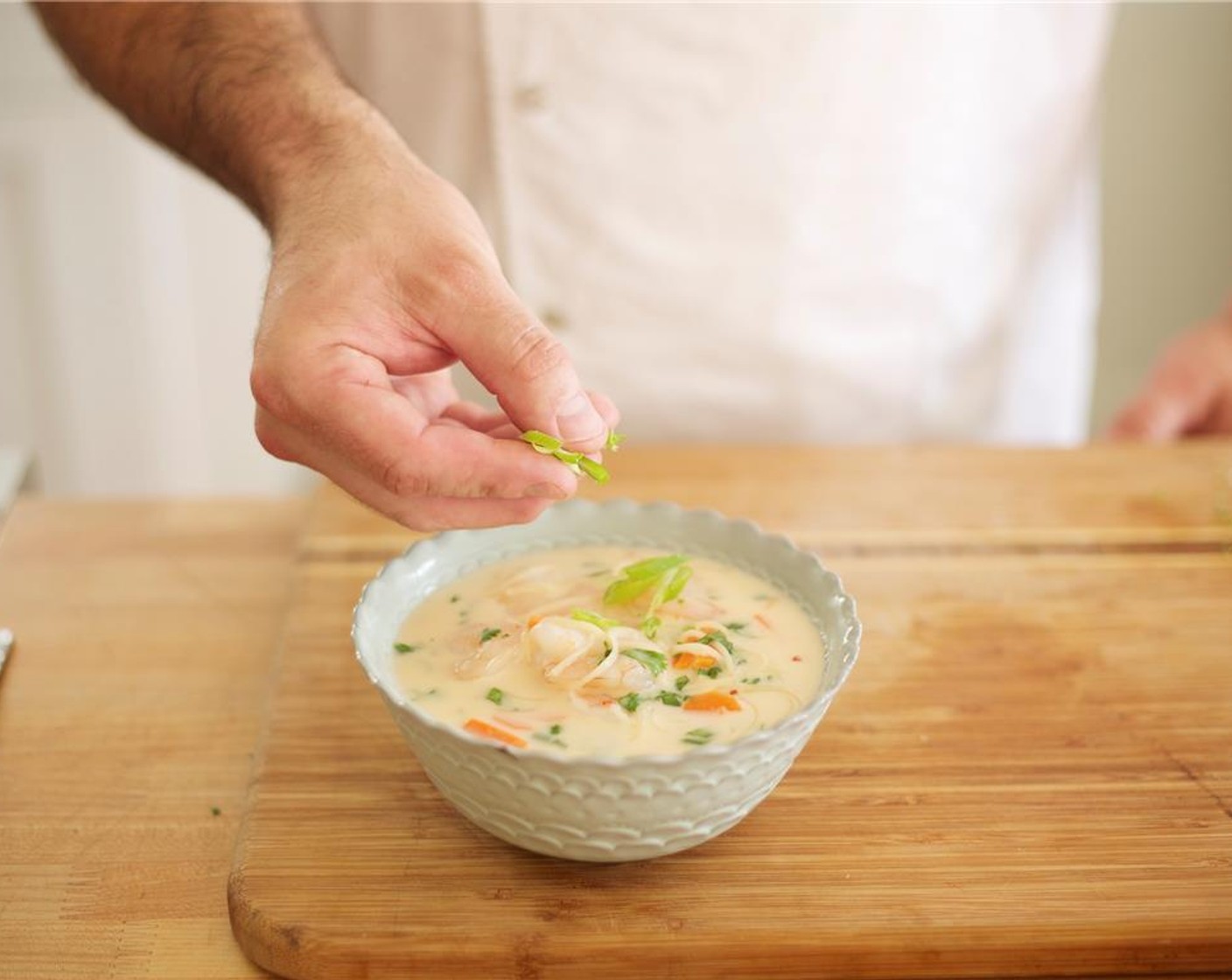 step 8 Prior to serving the soup, stir in Fresh Basil (1/2 cup) and Fresh Cilantro (1/2 cup).