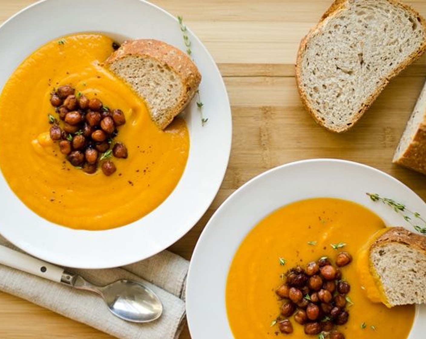 Pumpkin Soup with Smoky Roasted Chickpeas