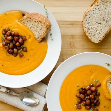 Pumpkin Soup with Smoky Roasted Chickpeas Recipe | SideChef
