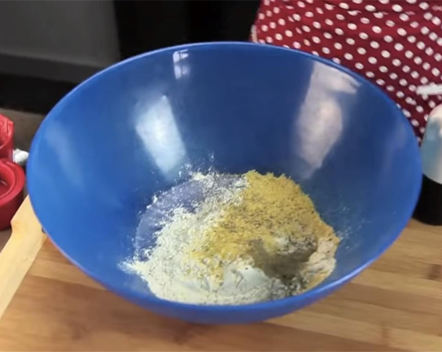 step 1 In a mixing bowl, mix together Vital Wheat Gluten (1 cup), Nutritional Yeast (2 Tbsp), Onion Powder (1/2 Tbsp), Poultry Seasoning (1/2 tsp).