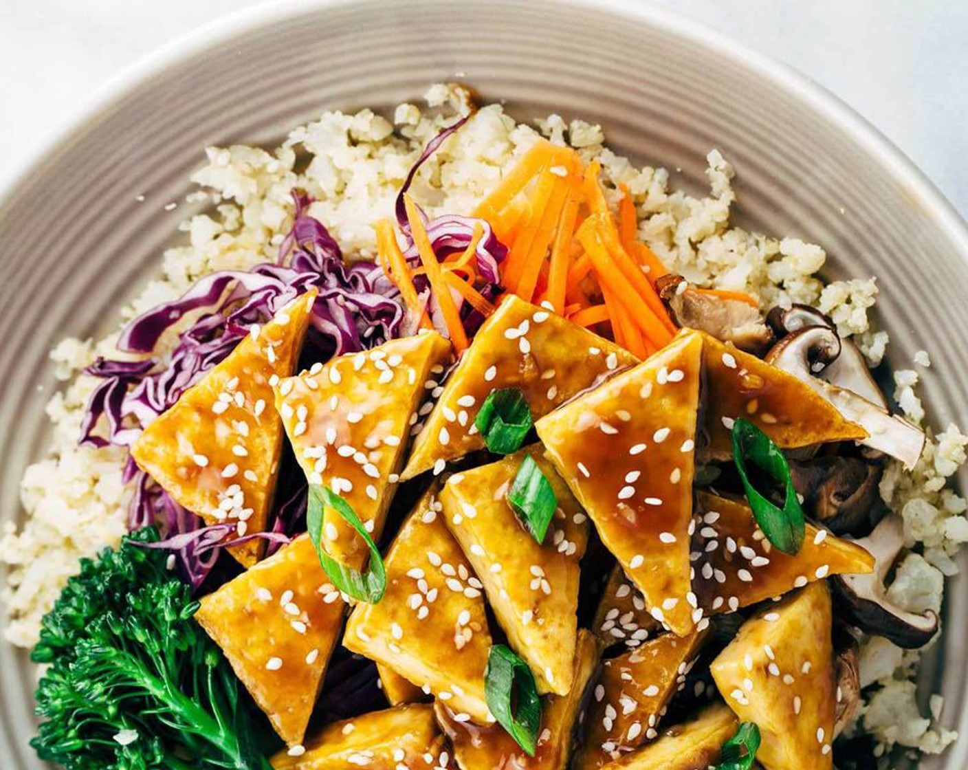 Teriyaki Tofu Bowl with Cauliflower Rice