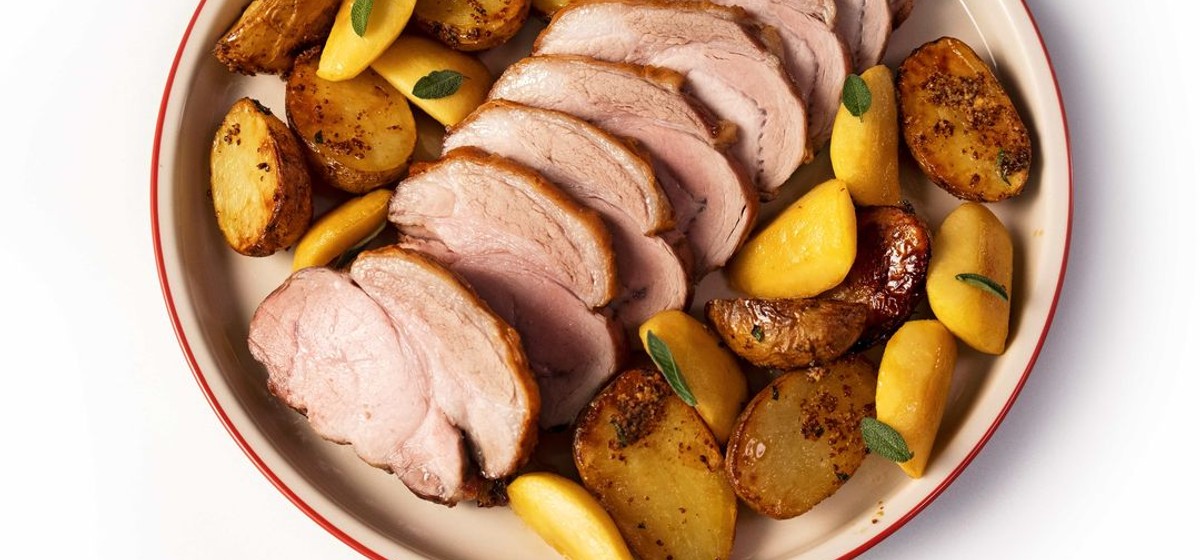 Crispy Pork Loin with Apples and Roasted Potatoes Recipe | SideChef