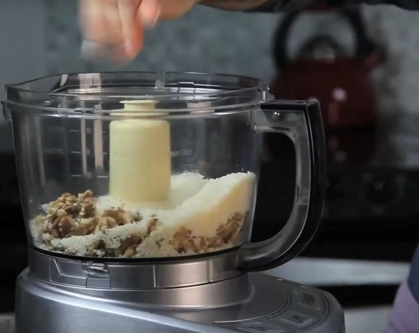 step 1 Place Unsweetened Shredded Coconut (1 cup), dry Walnut (1 cup) and Himalayan Rock Salt (1 pinch) in a food processor and process until your walnuts are broken down, and slightly chunky.