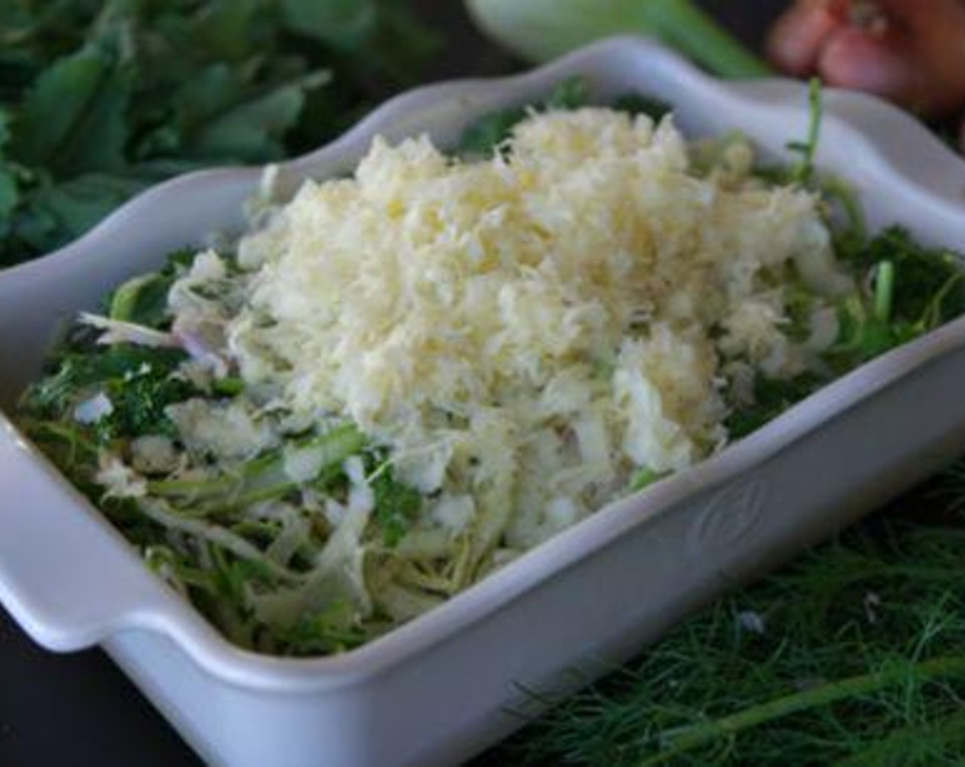 step 6 Top with the Gruyère Cheese (2 cups) and the Parmesan Cheese (1 cup).