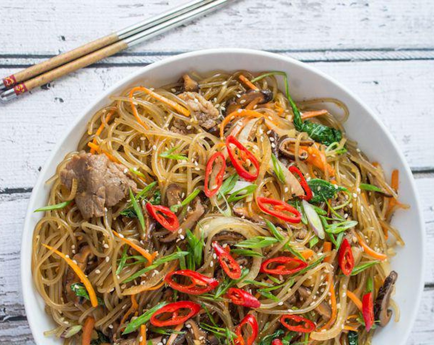 Japchae (Korean Stir-Fried Glass Noodles)