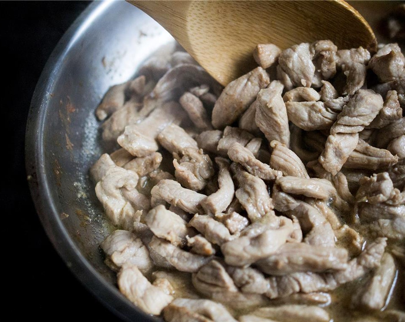 step 8 Heat the Vegetable Oil (1 Tbsp) in a medium-size skillet over medium-high heat. Add the pork loin and cook until browned, approximately 3-5 minutes. Remove from heat and drain off any excess liquid.