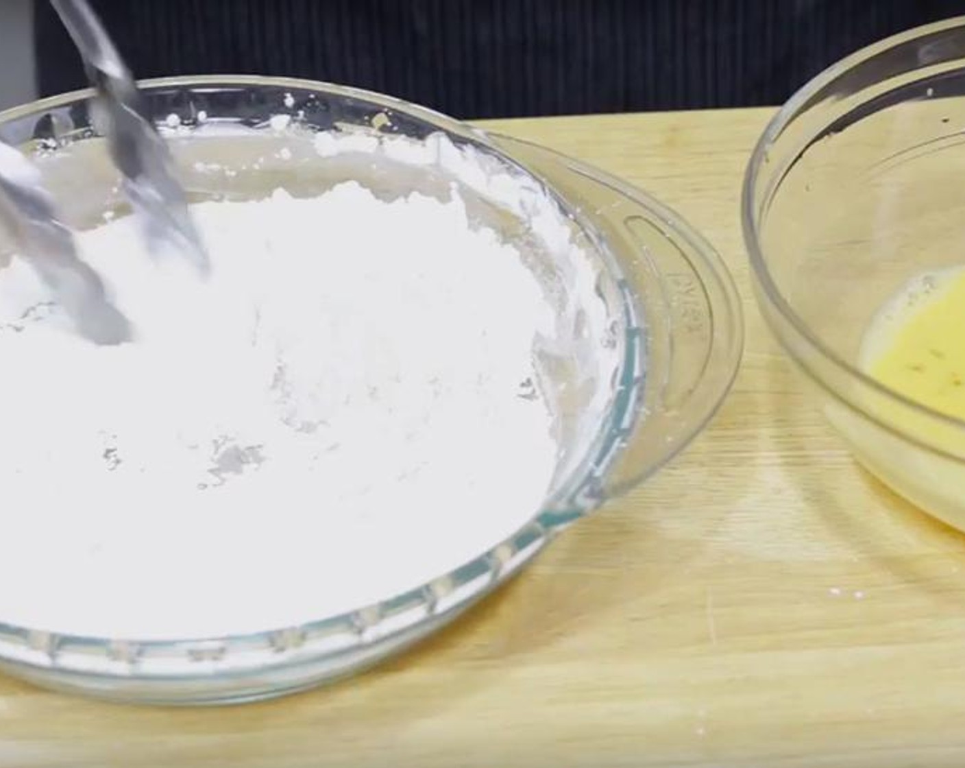 step 1 Set up dredging station: In one bowl add Eggs (2) and in a second bowl mix together cup Corn Starch (1/2 cup), All-Purpose Flour (1/4 cup) and Salt (1 tsp). Coat Chicken Breast (1 lb) pieces in egg, then toss in cornstarch mixture, making sure to tap off any excess.